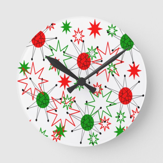 Christmas Starbursts Round Clock (Front)