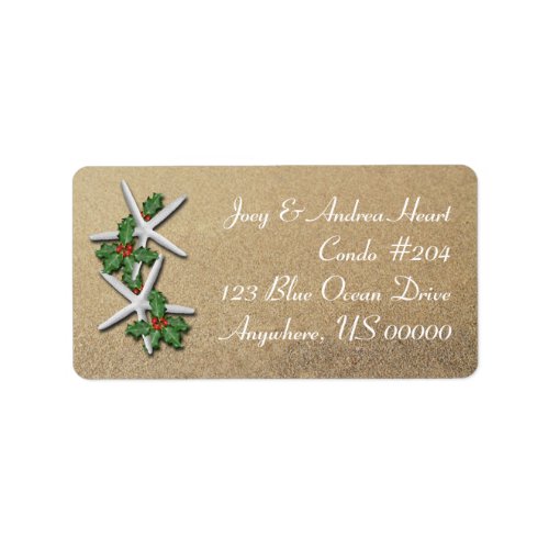 Christmas Starfish Beach Sand Return Address Label