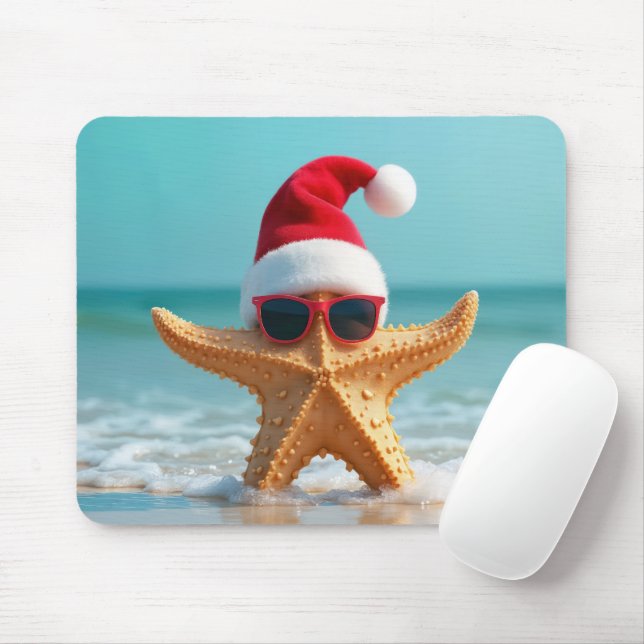Christmas Starfish in Ocean Water Mouse Pad (With Mouse)