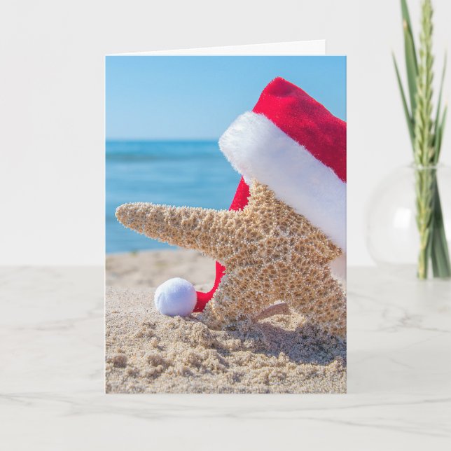Christmas Starfish on Beach Card (Front)