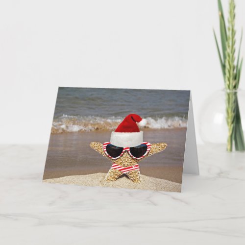 Christmas Starfish on Vacation Holiday Card