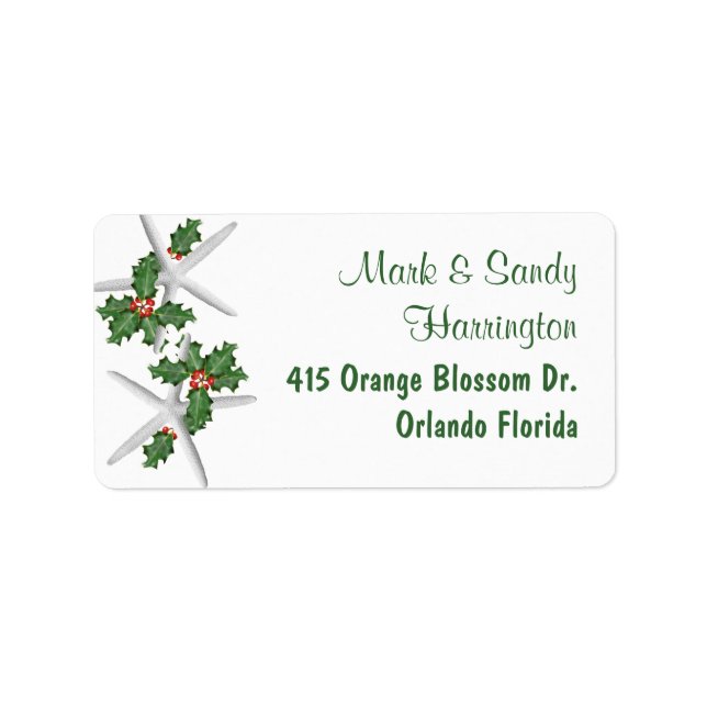 Christmas Starfish, Return Address Labels (Front)