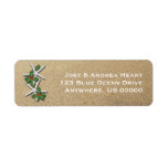 Christmas Starfish & Sand Skinny Address Label<br><div class="desc">Starfish and holly,  Christmas address labels,  with a beach sand background.  Tropical themed return address stickers with white printed text.  Easily change the text or delete the example text to order labels blank.</div>