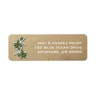 Christmas Starfish & Sand Skinny Address Label