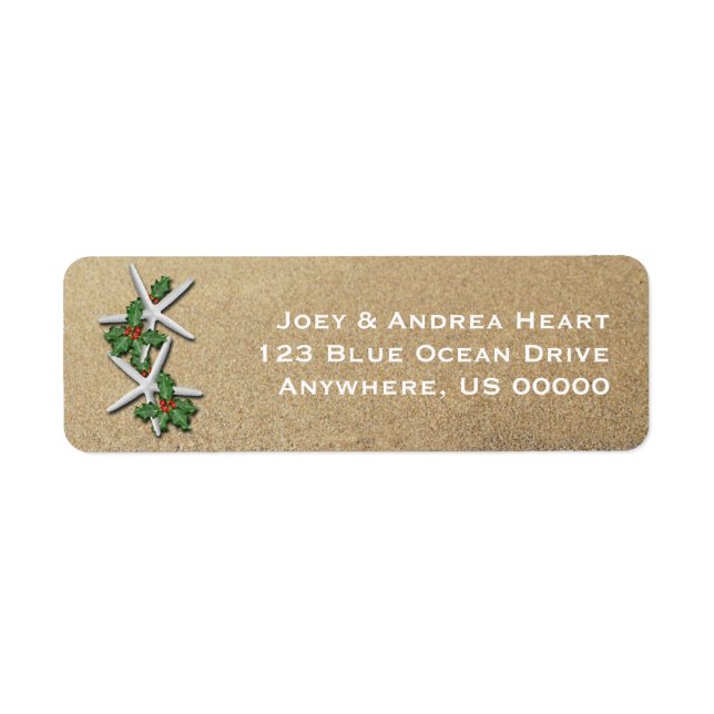 Christmas Starfish & Sand Skinny Address Label (Front)