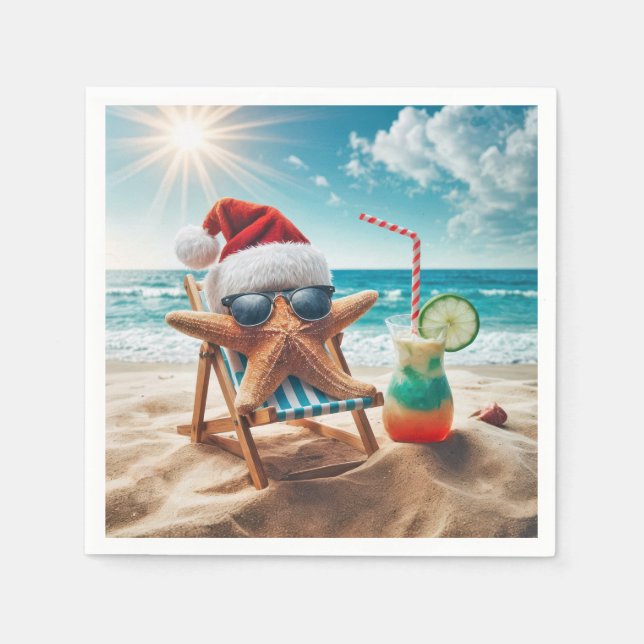 Christmas Starfish With a Cocktail Napkins (Front)