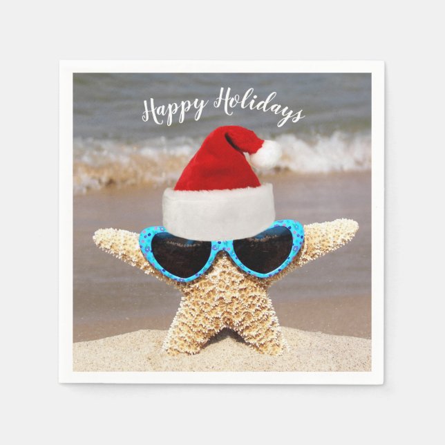 Christmas Starfish With Sunglasses Napkins (Front)