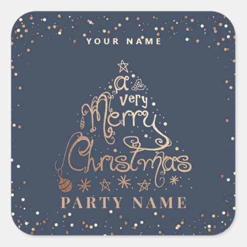 Christmas Starry Holy Night Whimsical Artsy Typo Square Sticker