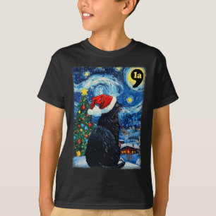 Christmas Starry Night Black Cat Comma La Kamala H T-Shirt