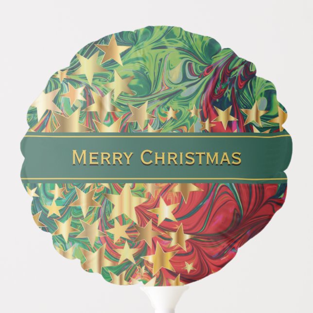 CHRISTMAS STARS Abstract Personalized Red Green Balloon (Front)
