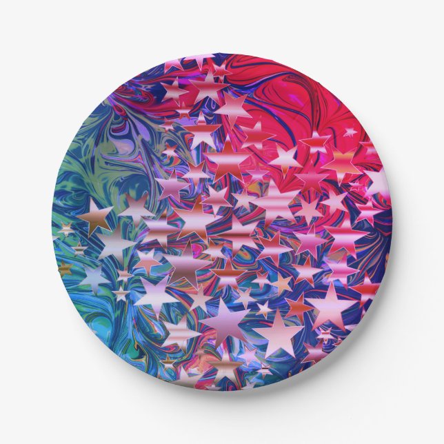 CHRISTMAS STARS | Abstract Purple Lilac | Festive Paper Plates (Front)