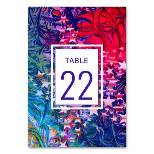 CHRISTMAS STARS Abstract Winter Purple CUSTOM Table Number