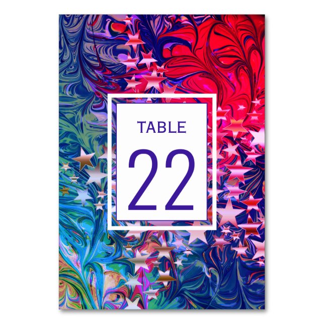 CHRISTMAS STARS Abstract Winter Purple CUSTOM Table Number (Front)