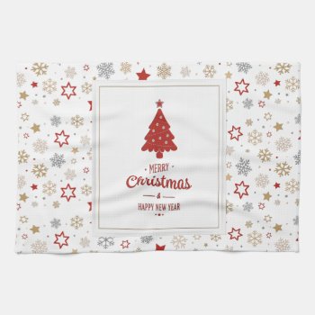 Christmas Stars And Snowflakes Pattern Kitchen Towel by ChristmaSpirit at Zazzle