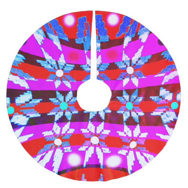 Christmas stars brushed polyester tree skirt (Front)