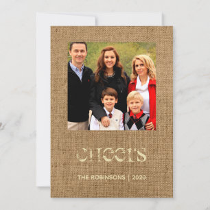 Christmas Stars Burlap Family Photo Holiday Card