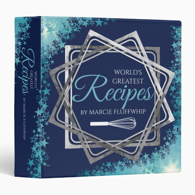 Christmas stars cooking personal cookbook recipe 3 ring binder (Front/Spine)