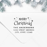 Christmas Stars Family Name Return Address Rubber Stamp<br><div class="desc">Custom-designed return address stamp featuring "Merry Christmas" in handwritten style font with stars. This festive address stamp is perfect for Christmas cards,  holiday announcements,  invitations,  DIY gifts,  and more.</div>