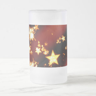 Christmas Stars Frosted 16 oz Frosted Glass Mug