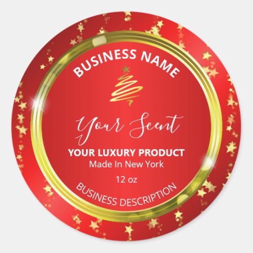 Christmas Stars Gold Foil Red Product Labels