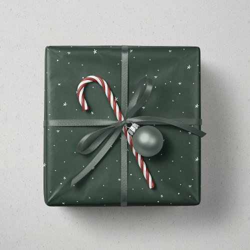 Christmas stars green white cute fun holiday wrapp wrapping paper