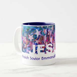 Christmas Stars   JESUS   Abstract Customizable Two-Tone Coffee Mug