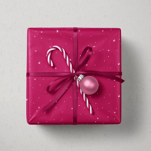 Christmas stars magenta pink cute fun holiday wrapping paper