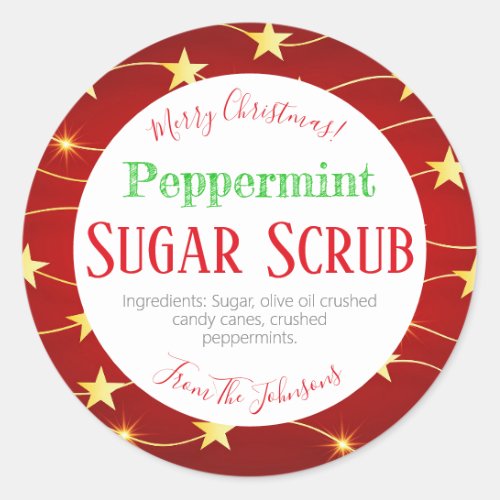 Christmas Stars Peppermint Sugar Scrub Labels