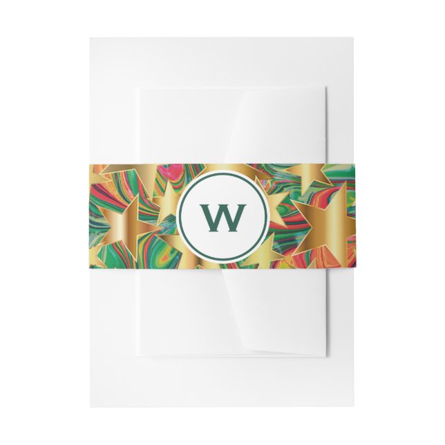 CHRISTMAS STARS Personalized Stationery Invitation Belly Band (Front Example)