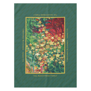 CHRISTMAS STARS Red Green Gold Personalized Tablecloth