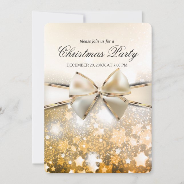 Christmas Stars Sparkle Satin Party Invitation (Front)
