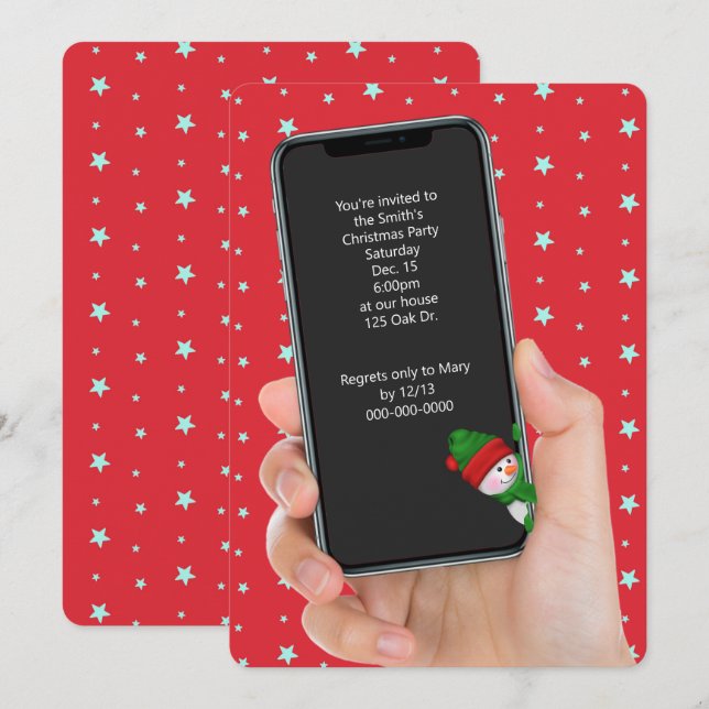 Christmas Stars Text Message Party Invite (Front/Back)