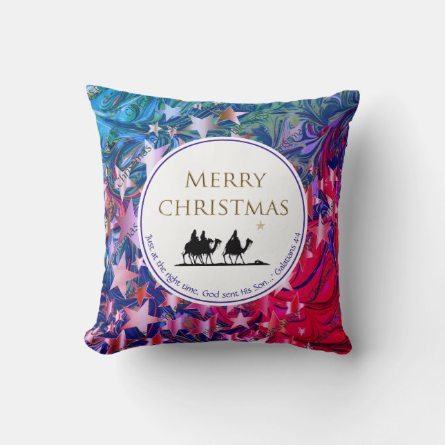 CHRISTMAS | STARS | Three Wise Men | Scripture Throw Pillow (Front)