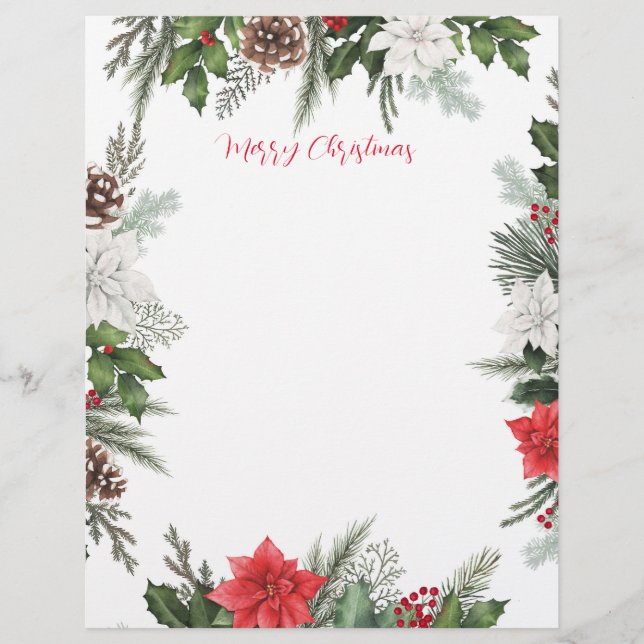 Christmas Stationery Writing Letter Paper Border (Front)