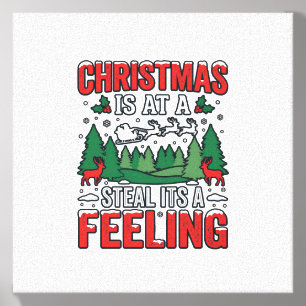 Christmas Steal Its A Feeling Reindeer Sleigh Desi Canvas Photo Tile