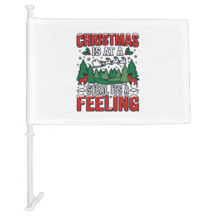 Christmas Steal Its A Feeling Reindeer Sleigh Desi Car Flag