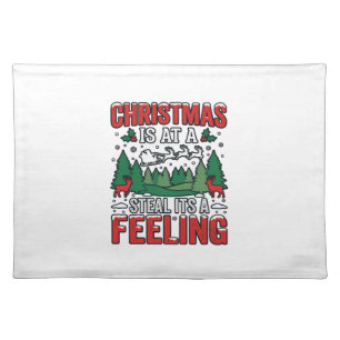 Christmas Steal Its A Feeling Reindeer Sleigh Desi Cloth Placemat