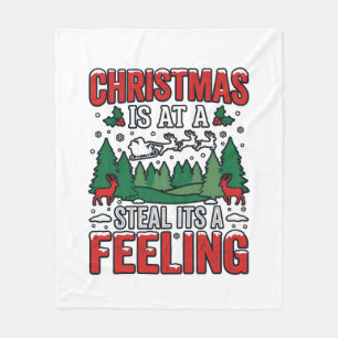 Christmas Steal Its A Feeling Reindeer Sleigh Desi Fleece Blanket