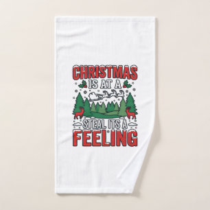Christmas Steal Its A Feeling Reindeer Sleigh Desi Hand Towel