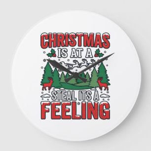 Christmas Steal Its A Feeling Reindeer Sleigh Desi Large Clock