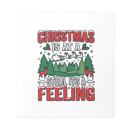 Christmas Steal Its A Feeling Reindeer Sleigh Desi Notepad