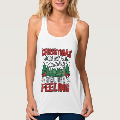 Christmas Steal Its A Feeling Reindeer Sleigh Desi Tank Top