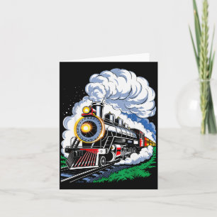 Christmas Steam Engine Train Vintage Conductor Men Card