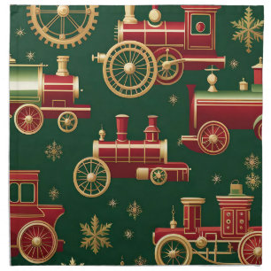 christmas steampunk locomotive cloth napkins