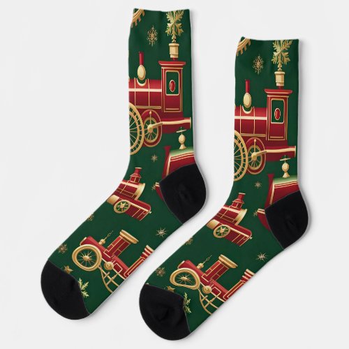christmas steampunk locomotive socks