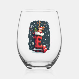 Christmas stemless wine glass