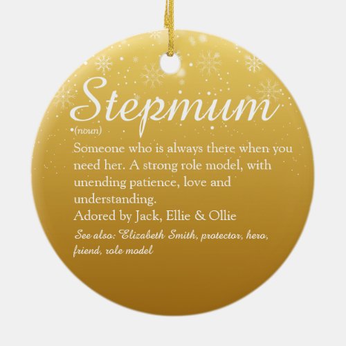 Christmas Stepmom Stepmother Definition Gold Ceramic Ornament