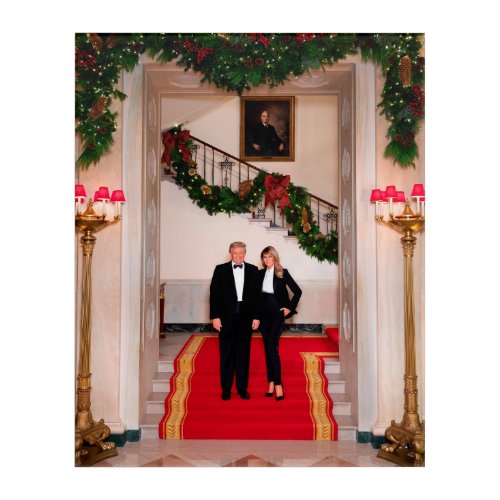 Christmas steps President Donald Trump  Melania Acrylic Print