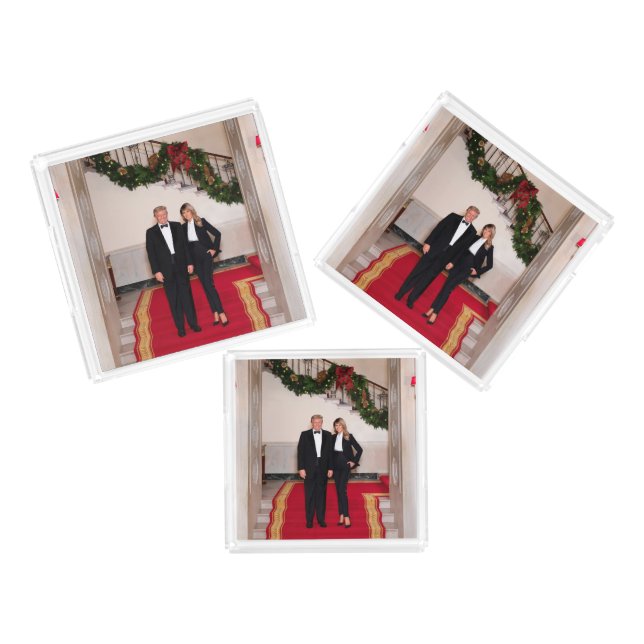 Christmas steps President Donald Trump & Melania Acrylic Tray (Set)
