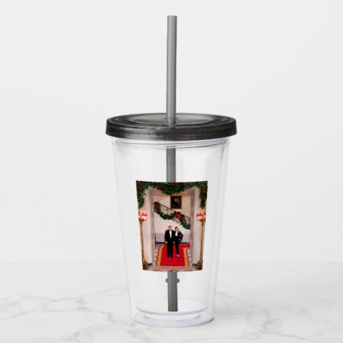 Christmas steps President Donald Trump  Melania Acrylic Tumbler